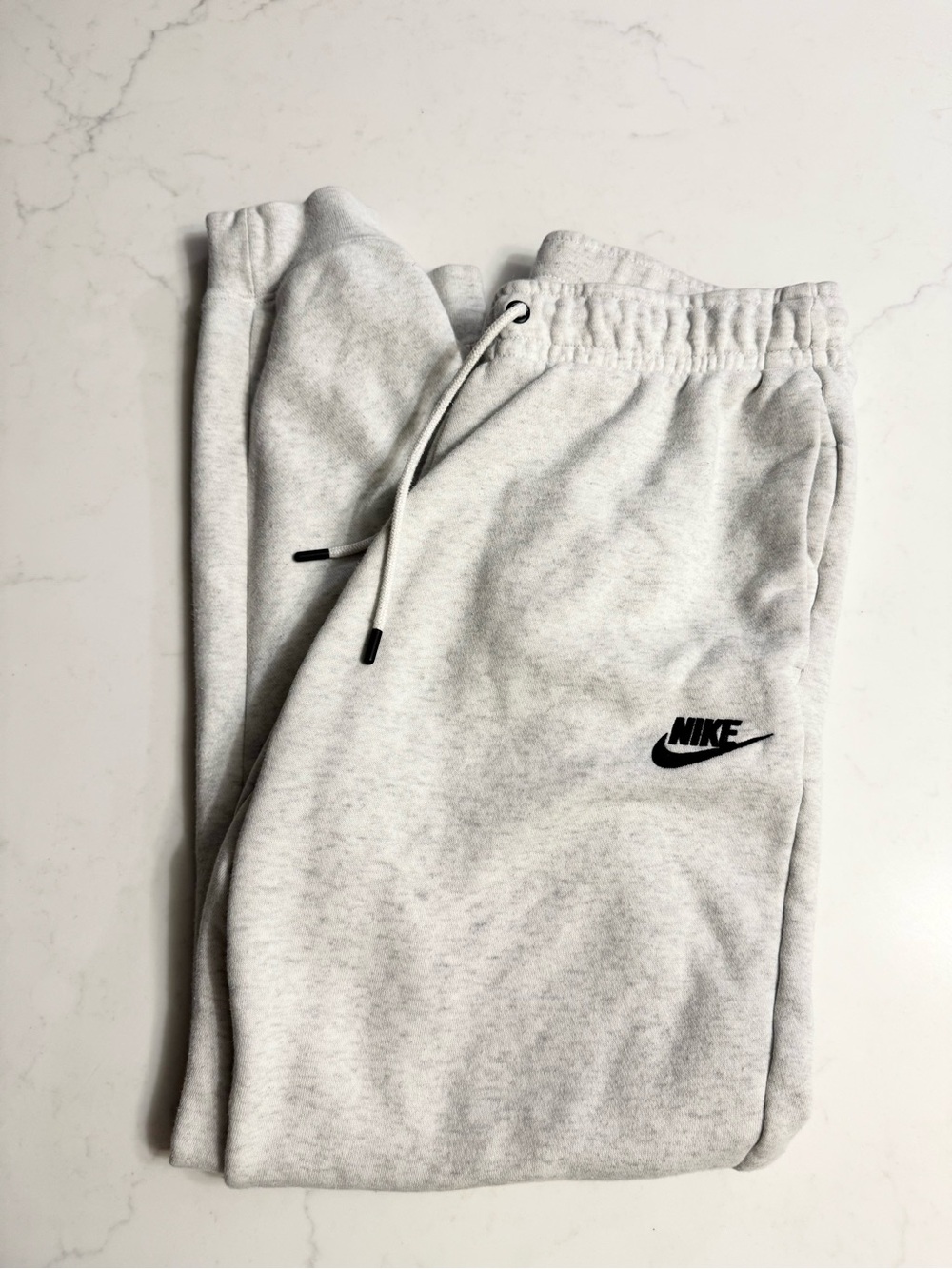 Nike Fleece Jogger Sweatpants Light Heather Gray Black Logo Size Small